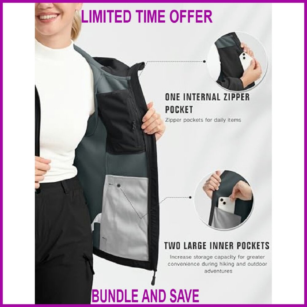 Fleece Lined Softshell Jacket Windproof Waterproo… - image 4